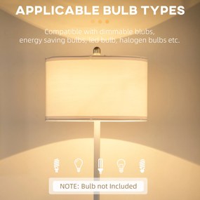 HOMCOM Lampa de podea cu 2 rafturi, Lampa de podea din metal si lemn cu abajur din material, Ø40x163cm, alb | AOSOM RO