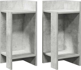 vidaXL Mese laterale 2 buc cu raft beton gri 25,5x27x60 cm