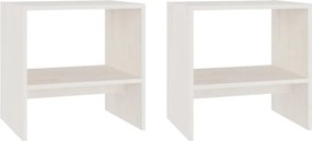 vidaXL Noptiere, alb, 2 buc., 40x30,5x40 cm, lemn masiv de pin