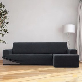 Huse super elastice HARMONIA antracit canapea cu otoman dreapta (l. 210 - 320 cm)