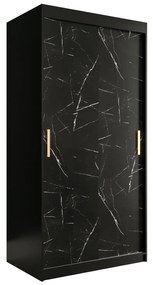Dulap de haine 100 cm Marbelo T (mat negru + marmură neagră). 1064533