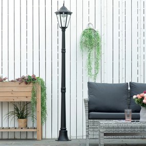 Outsunny Stâlp Solar de Grădină cu Lumină LED și Senzor de Mișcare, Negru | Aosom Romania