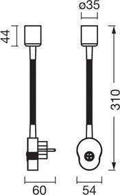 Osram - Aplică de perete flexibilă PLUG TUBE FLEX 1xGU10/5W/230V crom mat/albă