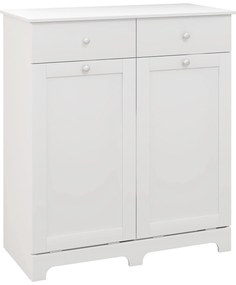 HOMCOM Dulap de baie, mobilier de stocare, cu coșuri pentru rufe pliabile 2 sertare, 78L x 40l x 90,5H cm, alb | Aosom Romania