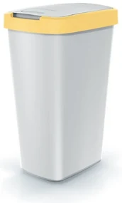 Coș de gunoi cu capac colorat, 45 l, galben/gri