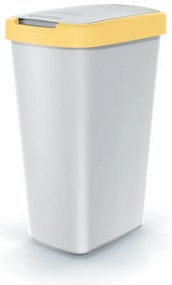 Coș de gunoi cu capac colorat, 45 l, galben/gri