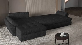 Colțar extensibil dumonde cu ladă de depozitare si sezut confortabil din spuma high-density, Loana XL Enjoy Negru II 335x185 cm