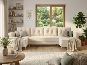 Canapea extensibila în U SILVIANO 300x140 cm, crem + 2 perne GRATUIT