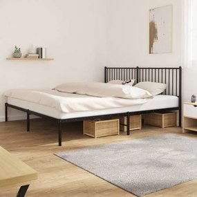 350871 vidaXL Cadru de pat metalic cu tăblie, negru, 200x200 cm