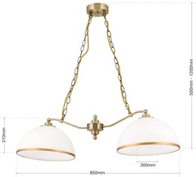 Lustră pe lanț Orion HL 6-1810/2 OLD LAMP 2xE27/40W/230V alb/bronz