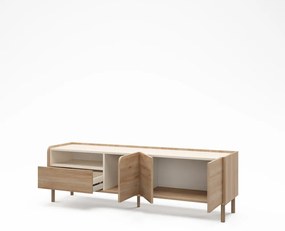 Comodă TV în culoare naturală cu aspect de lemn de stejar 180x55,5x44 cm Monza – Marckeric