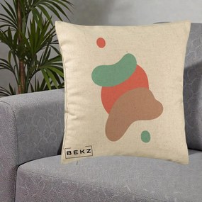 Perna Decorativa Abstract Forme Fluide Coral, 40x40 cm, Bej, Husa Detasabila, Perna Inclusa, BEKZ®