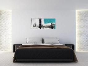 Tablou - Abstract turcoaz (120x50 cm)