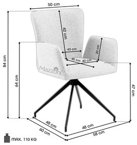 Mazzoni SARETTA Bej Melanj (material Java 196) - SCAUN MODERN PIVOTANT TAPIȚAT PENTRU SALON/SUFRAGERIE/BIROU LOFT