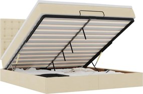 vidaXL Cadru de pat otoman cu saltea crem 180x200cm stofa