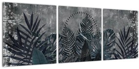 Tablou - Frunze de palmier (cu ceas) (90x30 cm)