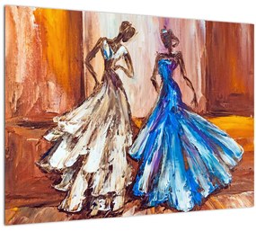 Tablou pe sticlă - Dansatoare, pictură în ulei (70x50 cm)
