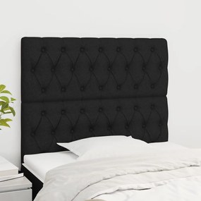 Tablii de pat, 2 buc, negru, 90x7x78 88 cm, textil 2, Negru, 90 x 7 x 118 128 cm