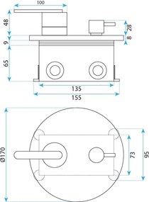 Set de dus incastrat Rea Ontario cupru periat + BOX