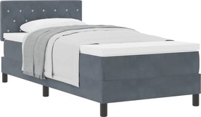 vidaXL Pat cu arcuri cu saltea Gri închis 90 x 200 cm Catifea