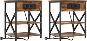 vidaXL Dulap de noapte cu raft 2 pcs Stejar fumuriu 41 x 31 x 51 cm