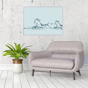 Tablou pe sticlă - Cai din picături de apă (70x50 cm)
