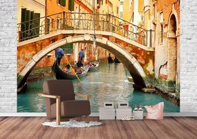 Fototapet. Gondole pe apa. Canal Venetian, Italia.  Art.060010