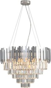 Lustru cu cristale pe cablu PLAZA 9xE14/40W/230V Ø 60 cm argintiu
