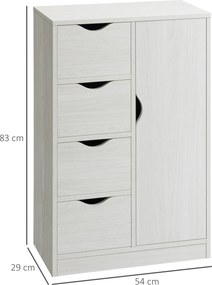 HOMCOM Mobilier Dulap Baie cu 4 Sertare si 2 Niveluri, Modern si Practic pentru Baie, Alb | Aosom Romania