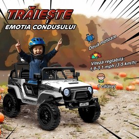 AIYAPLAY Mașină Electrică pentru Copii 3-6 Ani Off-road 12V cu Telecomandă Alb | Aosom Romania