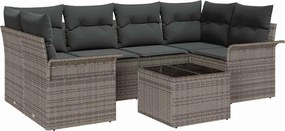 vidaXL Set de canapele pentru grădină 7 pcs Gri Rattan poli