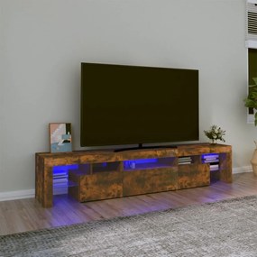 3152815 vidaXL Comodă TV cu lumini LED, stejar fumuriu,200x36,5x40cm