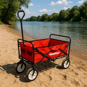 Cărucior de plajă pliabil de grădină roșu