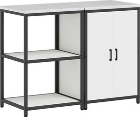 vidaXL Set de depozitare pentru bucătărie cu raft cu ușă 2 pcs Alb