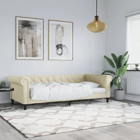 vidaXL Pat de zi, crem, 90x200 cm, piele ecologică
