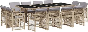 vidaXL Set mobilier grădină cu perne, 13 piese, bej combinat poliratan