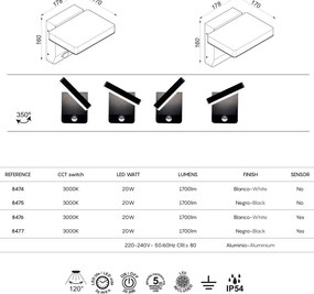 Aplica de perete exterior LED, Protectie IP54, Senzor de miscare, Cooper negru MA-8477