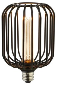Bec decorativ E27 LED dimabil, metalic Drum Lamp negru