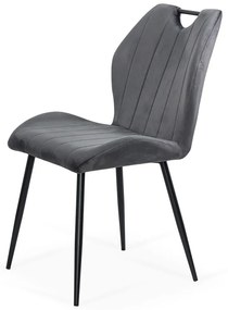 Scaun living gri din catifea cu cadru metalic si spatar ergonomic BUC 204