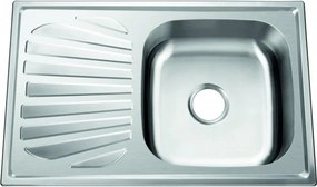 Chiuveta inox Inter Ceramic Tampico cu o cuva si picurator stanga finisaj inox satinat 80x50 cm