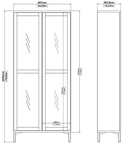 Vitrină albă-în culoare naturală cu aspect de lemn de stejar 89x203x36 cm Roomers – Tvilum