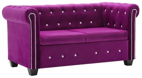 Set canapea Chesterfield, 2 buc., tapiterie catifea, mov Violet, 2 locuri + 3 locuri