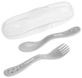 Set de tacamuri în Akuku caz, lingura cu furcă - gri