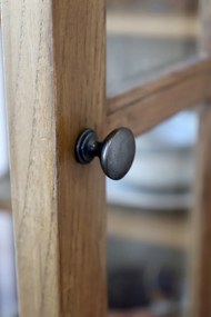 Vitrina din lemn masiv si furnir, natur, cu 2 usi si rafturi, aspect rustic, Marseille
