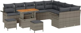 vidaXL Set de canapele pentru grădină cu pernă 12 pcs Gri poliratan