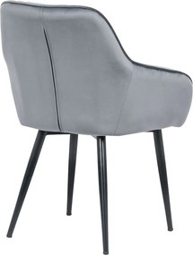 Set de 2 scaune elegante, cu brate si tapiterie din catifea, Turin gri argintiu A-38787 VC