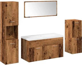 vidaXL Set mobilier de baie, 5 piese, lemn vechi, lemn prelucrat