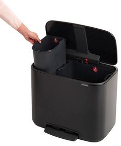 Coș de gunoi negru mat de reciclat/cu pedală din oțel 34 l Bo – Brabantia