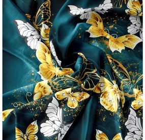 Lenjerie de pat din microfibra neagra, GOLD AND WHITE BUTTERFLY Dimensiune lenjerie de pat: 2 buc 70 x 80 cm | 160 x 200 cm