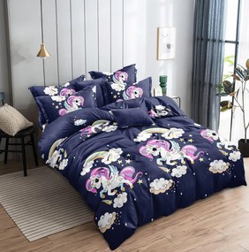 Lenjerie de pat pentru copii din microfibra UNICORN albastru Dimensiune lenjerie de pat: 70 x 80 cm | 140 x 200 cm